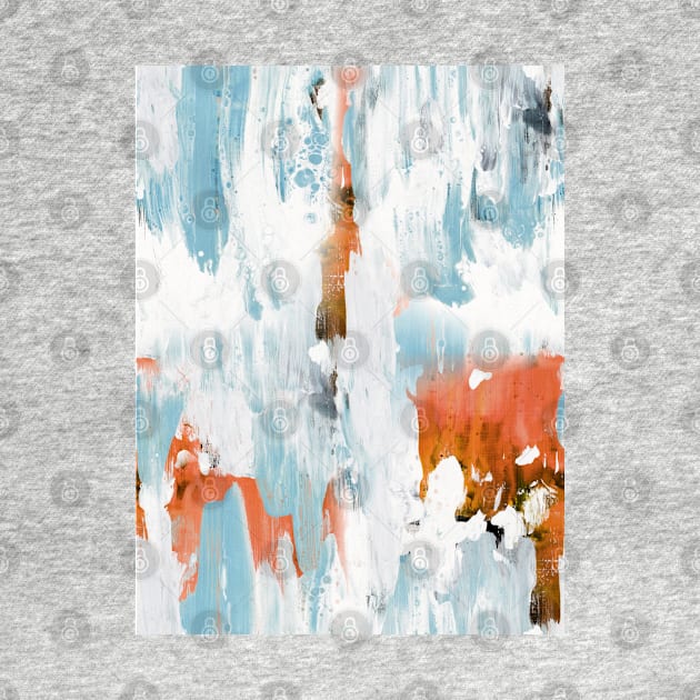 New dawn white & bright - fluid painting pouring image in white, orange and sky blue by nobelbunt